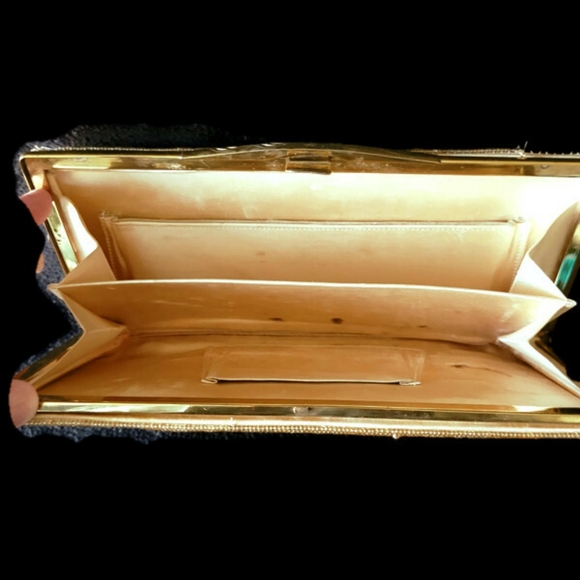 Vintage Clutch bag Beaded Gold Cream Stunning - Picture 5 of 12